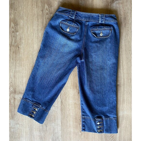 Ann Taylor Loft Women's Jeans Size 4 Modern Capri Blue Denim Cotton Buttons - Picture 2 of 5